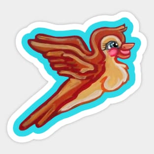 Cute Flying Orange Bird Sticker